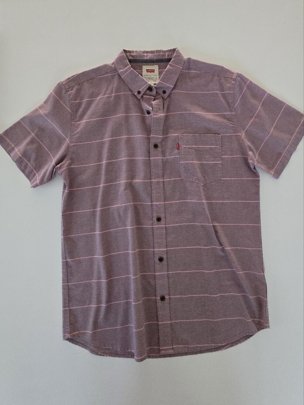 Levi's Men's Mauve Pink Striped Short-Sleeve Button-Down Shirt